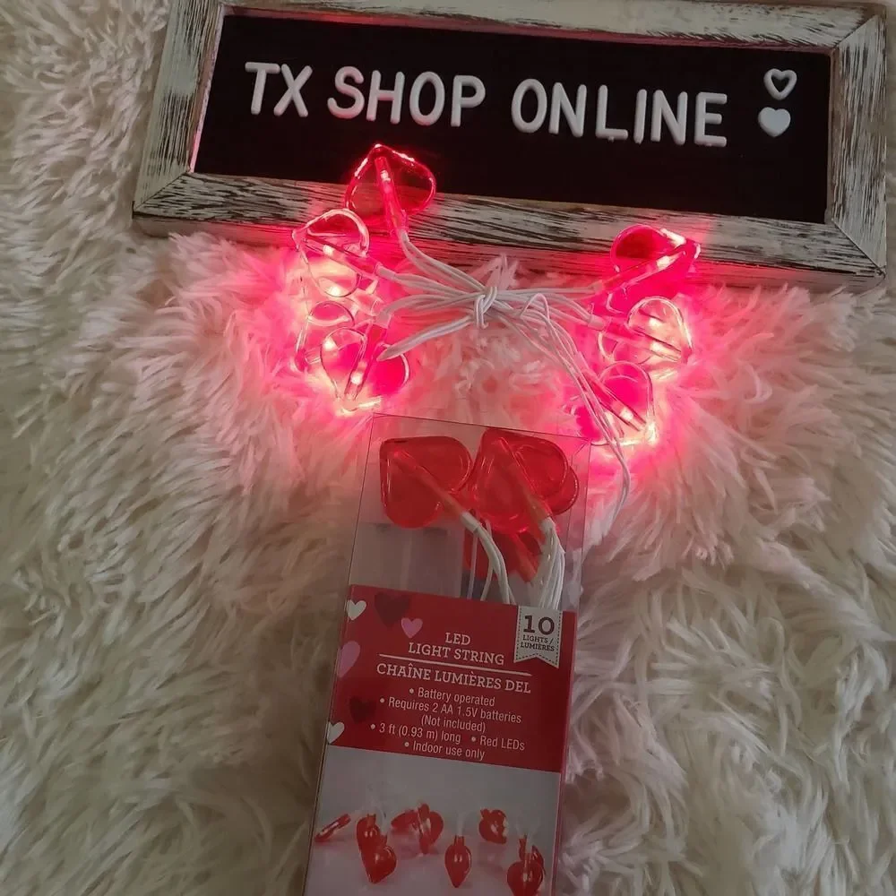 Valentine's Day LED Heart String Lights, 3 ft. Strands